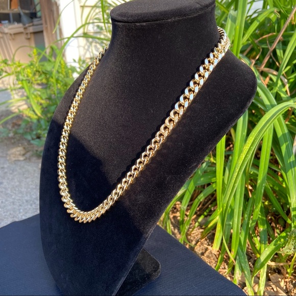 Gold chain 14k stamped Cuban 24in 10mm Box Style - Picture 3 of 4